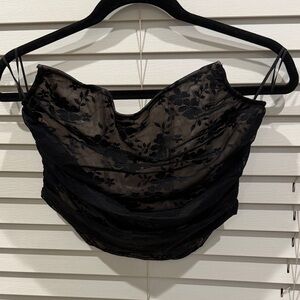 Black Floral Lace Corset Top